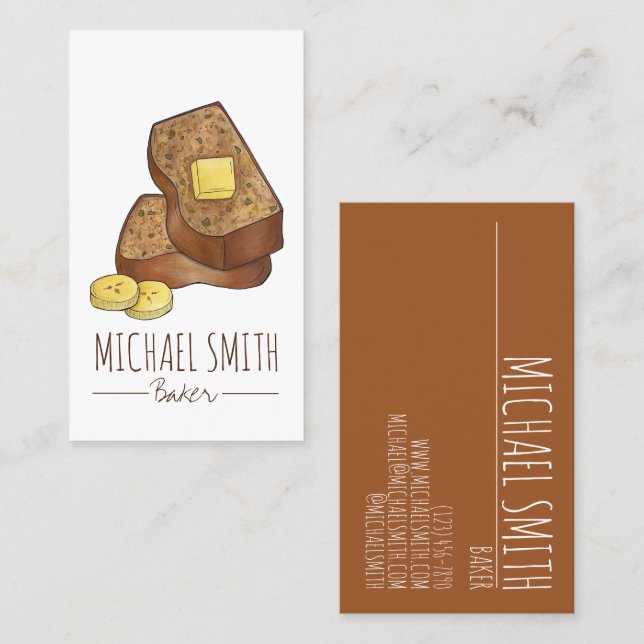 Banana Bread Baked Goods Baker Chef Bakery Foodie Business Card (Front/Back)