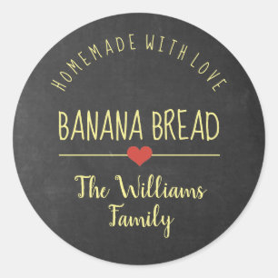 banana bread homemade with love chalkboard yellow classic round sticker