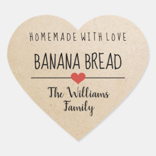 banana bread homemade with love kraft heart sticker