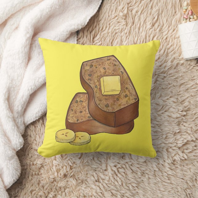 Banana Bread Loaf Slice Butter Baker Baking Food Cushion (Blanket)