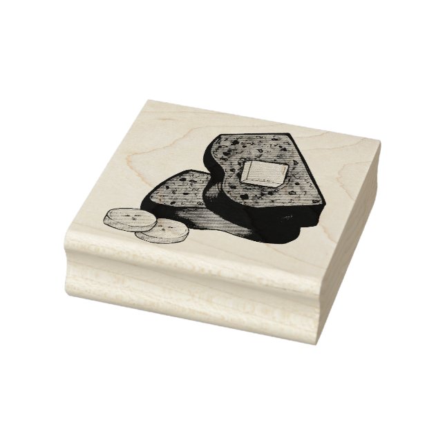 Banana Bread Loaf Slice Butter Baker Baking Food Rubber Stamp (Stamp)