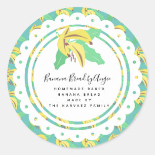 Banana Bread Logo Pattern Homemade Food Business Classic Round Sticker