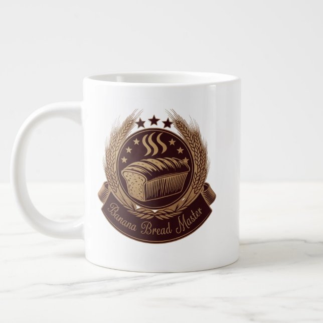 "Banana Bread Master Emblem - Rustic Bakery Lover  Large Coffee Mug (Left)