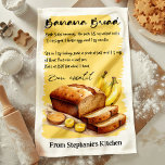 Banana Bread Recipe Personalised Tea Towel<br><div class="desc">Add a delicious and personal touch to your kitchen with this Banana Bread Recipe personalised kitchen towel. Featuring the classic banana bread recipe,  this towel is perfect for bakers and banana bread lovers. Customise with your name or message,  making it a unique and practical gift for any occasion.</div>