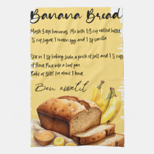 Banana Bread Recipe Tea Towel