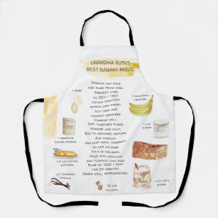 Banana Bread Watercolor Recipe Heirloom Apron