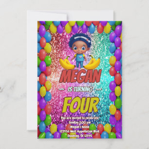 Banana cartoon birthday invite for kids