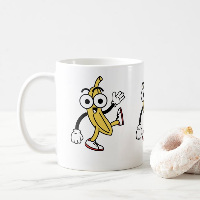 Banana Cartoon Coffee Mug (With Donut)