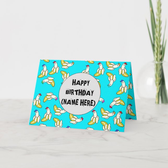 Banana Cartoon Personalised Birthday Card (Front)