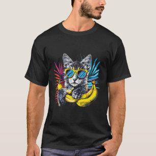 Banana Cat Colourful Sunglasses Artwork Banana Fru T-Shirt