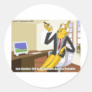 Banana CEO Funny Offbeat Cartoon Collectable Gifts Classic Round Sticker