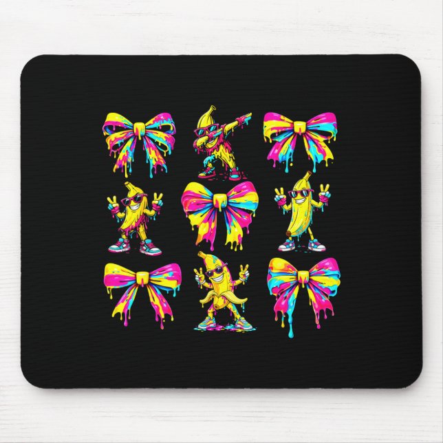 Banana coquette bow drip kids men women youth boys mouse mat (Front)