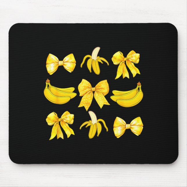 Banana Coquette Bow Yellow Bananas Festival Girls  Mouse Mat (Front)