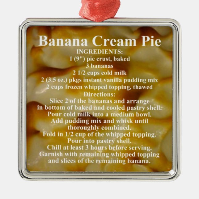 Banana Cream Pie Recipe Metal Tree Decoration (Front)