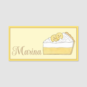 Banana Cream Pie Slice Dessert Baking Food Name Tag