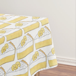 Banana Cream Pie Slice Dessert Baking Food Tablecloth
