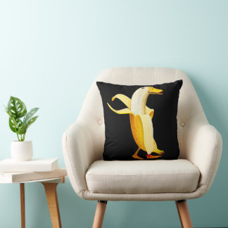 Banana Duck. Funny Anthropomorphic fruit Animals Cushion