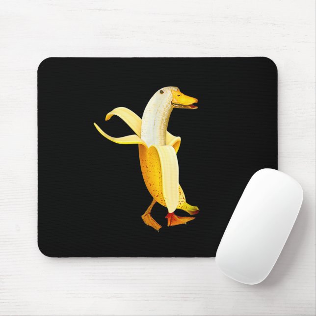 Banana Duck. Funny Anthropomorphic fruit Animals Mouse Mat (With Mouse)