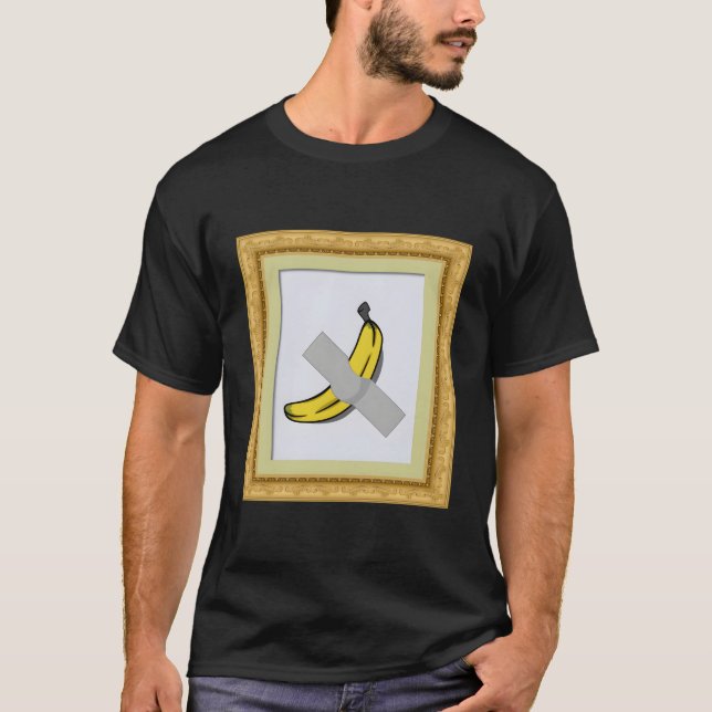 Banana Duct Taped To Wall Framed Miami Art Gallery T-Shirt (Front)