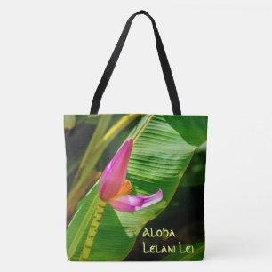 Banana Flower Hawaiian Monogram Beach Bag