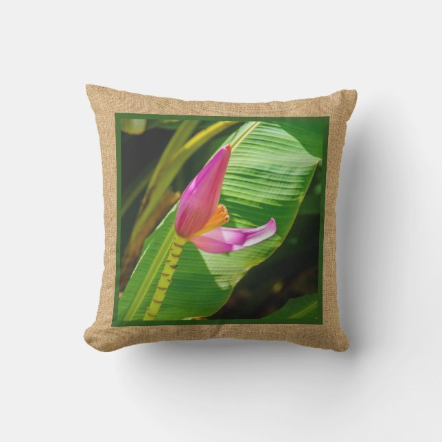 Banana Flower Hawaiian Reversible Outdoor Outdoor Cushion (Front)