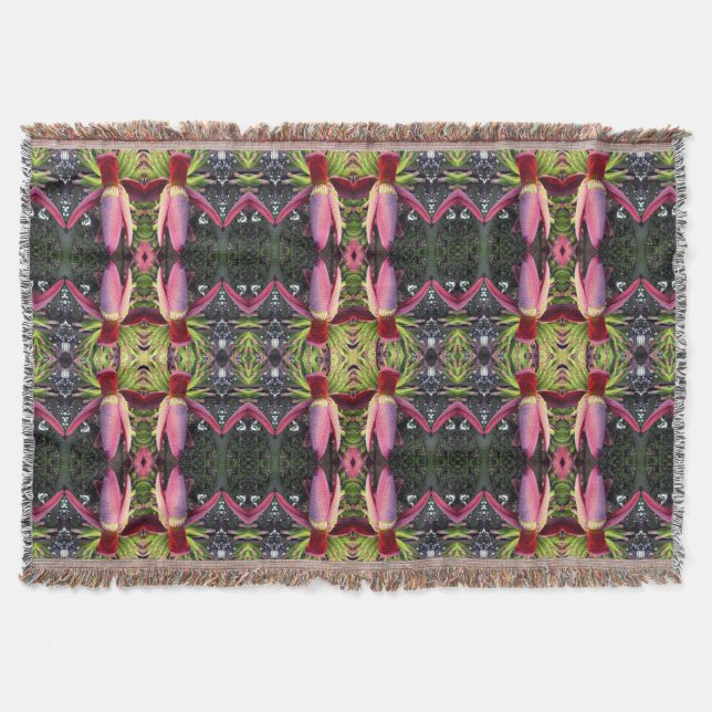 Banana Flower Pattern Throw Blanket (Front)