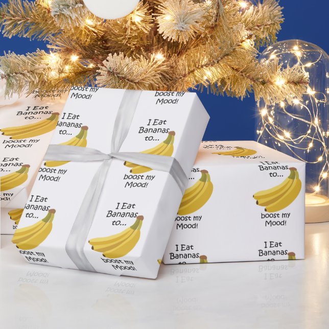 Banana Fruit Boost My Mood Funny Wrapping Paper (Holidays)