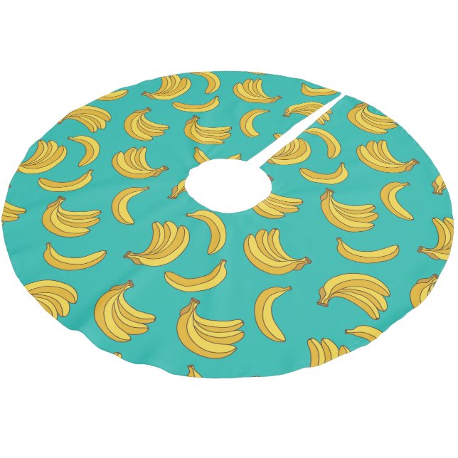 Banana Fruit Fun Pattern Brushed Polyester Tree Skirt (Angled)