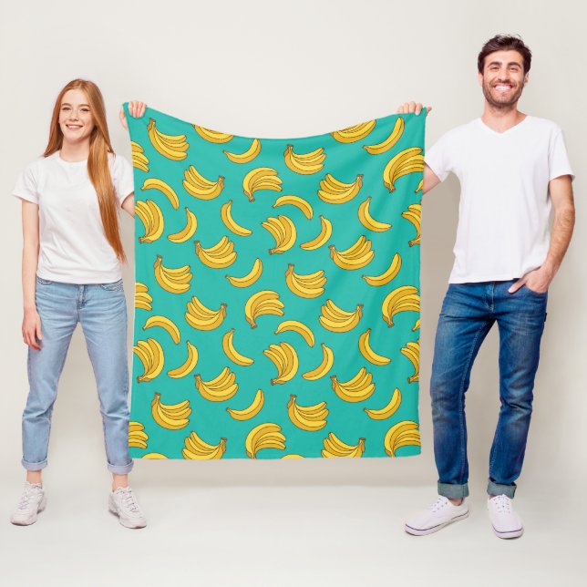 Banana Fruit Fun Pattern Fleece Blanket (In Situ)