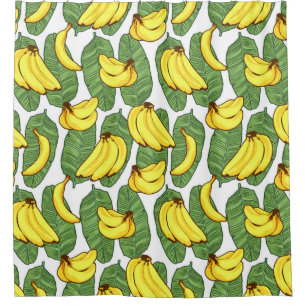 Banana Fruit Leaves Tropical Pattern Shower Curtain