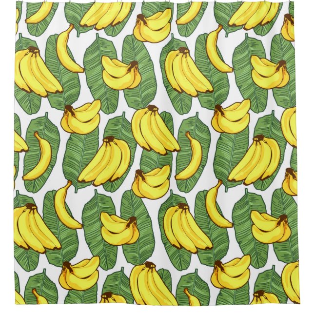 Banana Fruit Leaves Tropical Pattern Shower Curtain (Front)