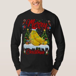 Banana Fruit Lover Xmas Lighting Santa Hat Banana T-Shirt