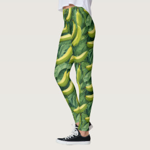 Banana Fruits and Leaves Tropical Mood Leggings