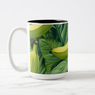 Banana Fruits and Leaves Tropical Mood  Two-Tone Coffee Mug