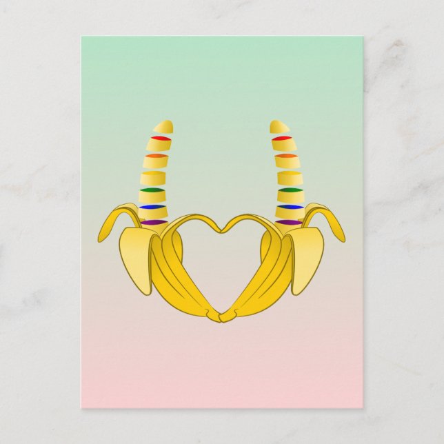 Banana Gay Pride Freedom Heart Postcard (Front)