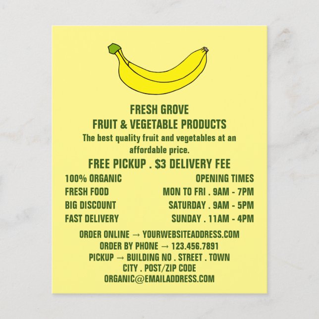 Banana, Greengrocers Advertising Flyer (Front)