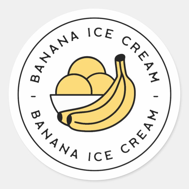 Banana ice cream flavour classic round sticker (Front)