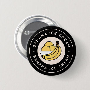 Banana ice cream flavour retro vintage black 6 cm round badge