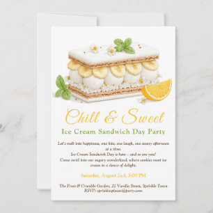 Banana Ice Cream Sandwich Day Watercolor  Invitation