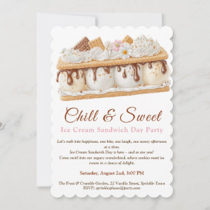Banana Ice Cream Sandwich Day Watercolor  Invitation