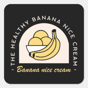 Banana ice nice cream homemade healthy fruit black square sticker