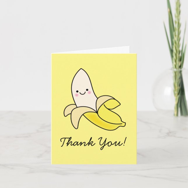 Banana Kid Cute Kawaii Thank You Stationary Cards (Front)