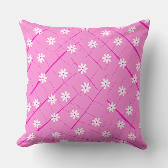 banana leaf and flowers tropical botanical pink  cushion (Front)
