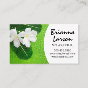 Banana Leaf and White Flowers Business Card