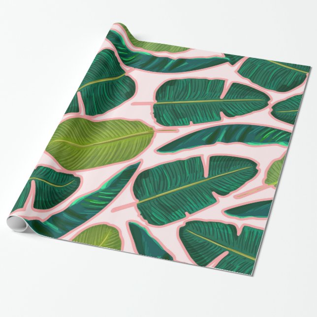 Banana Leaf Blush Wrapping Paper (Unrolled)