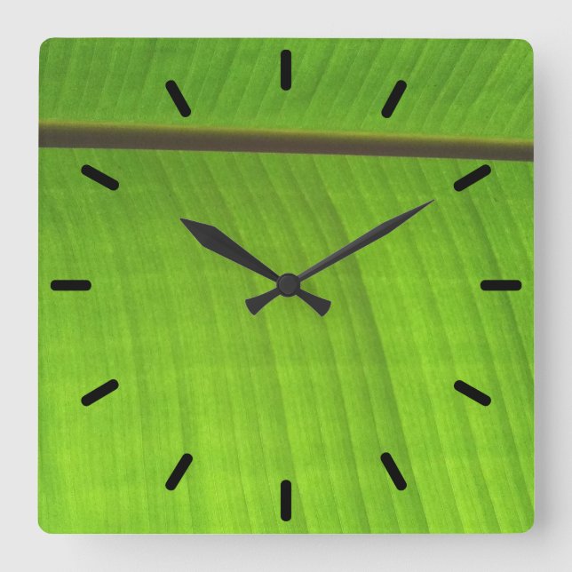 Banana Leaf Close-Up Square Wall Clock (Front)