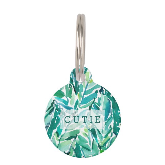 BANANA LEAF JUNGLE Green Tropical Pet Tag (Front)