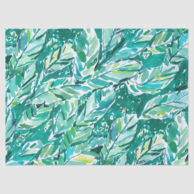 BANANA LEAF JUNGLE Green Tropical Tissue Paper (Front)