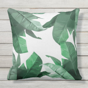 Banana Leaf Print Outdoor Throw Pillow