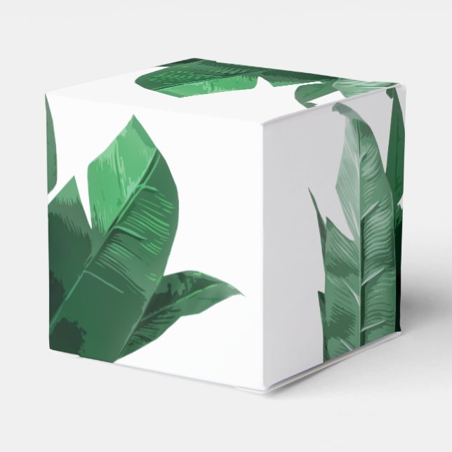 Banana Leaf Print Square Favour Box (Back Side)